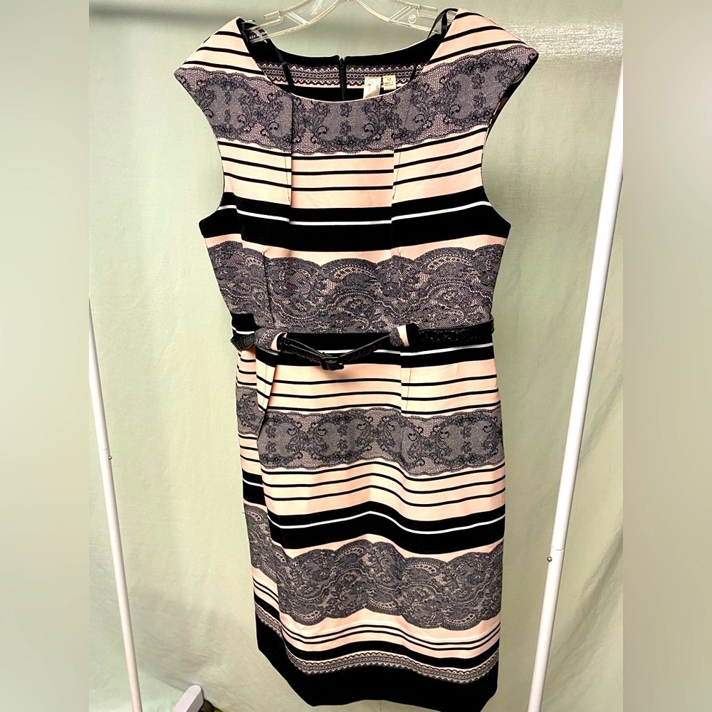 Emma & Michele Black and Pink Striped Dress